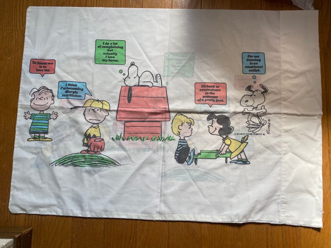 スヌーピー コミック風 綿生地 ヴィンテージシーツ - メルカリ