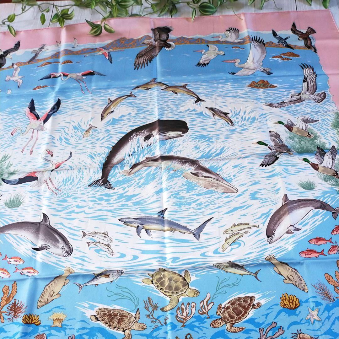 ☘️展示品 新品未使用☘️ HERMES　地中海の貴重な生命 カレ90 ピンク ☘️展示品 新品未使用☘️ HERMES 地中海の貴重な生命 カレ90 ピンク