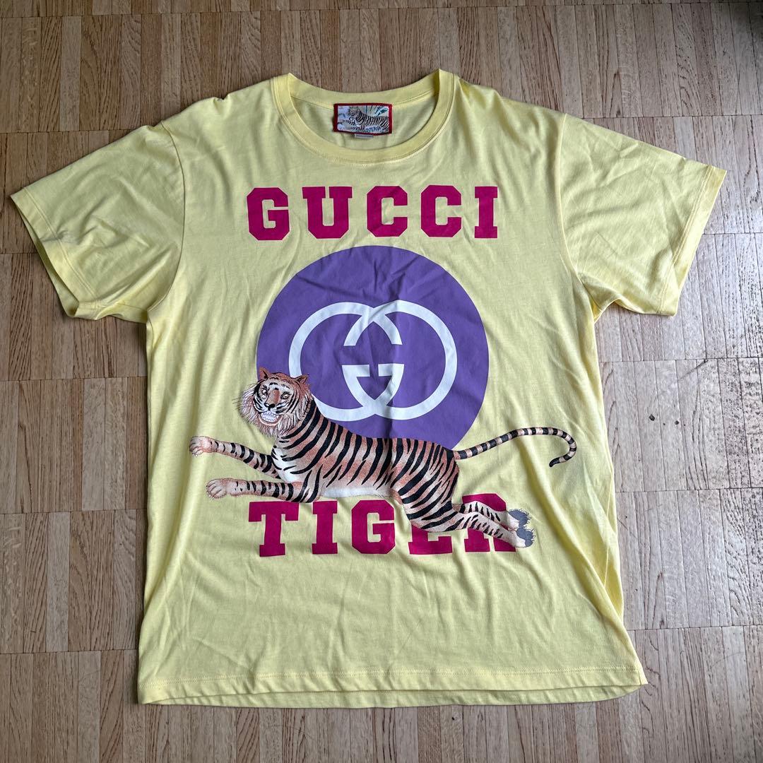 GUCCI タイガー Tシャツ イエロー adidas x Gucci メンズ トレフォイル プリント Tシャツ XS (GUCCI/T