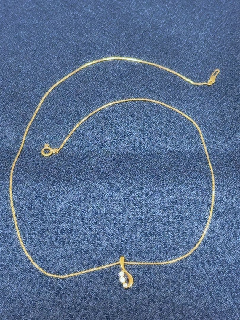 4℃ K18 ダイヤモンドネックレス 0.05ct しずく ゴールド 40cm