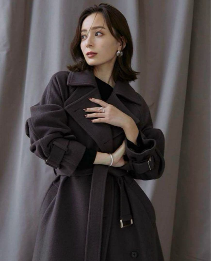 2023 anuans アニュアンス ウールトレンチコート アニュアンス anuans ウールトレンチコート （DARK BROWN