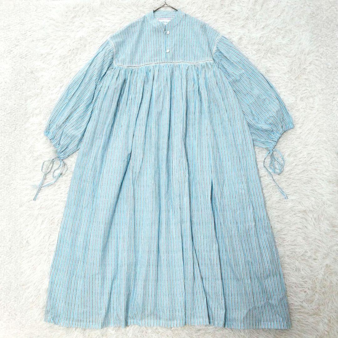 極美品❉ emily levine コットンストライプワンピース バンドカラー Calle del los Libreros ストライプワンピース(ワンピース