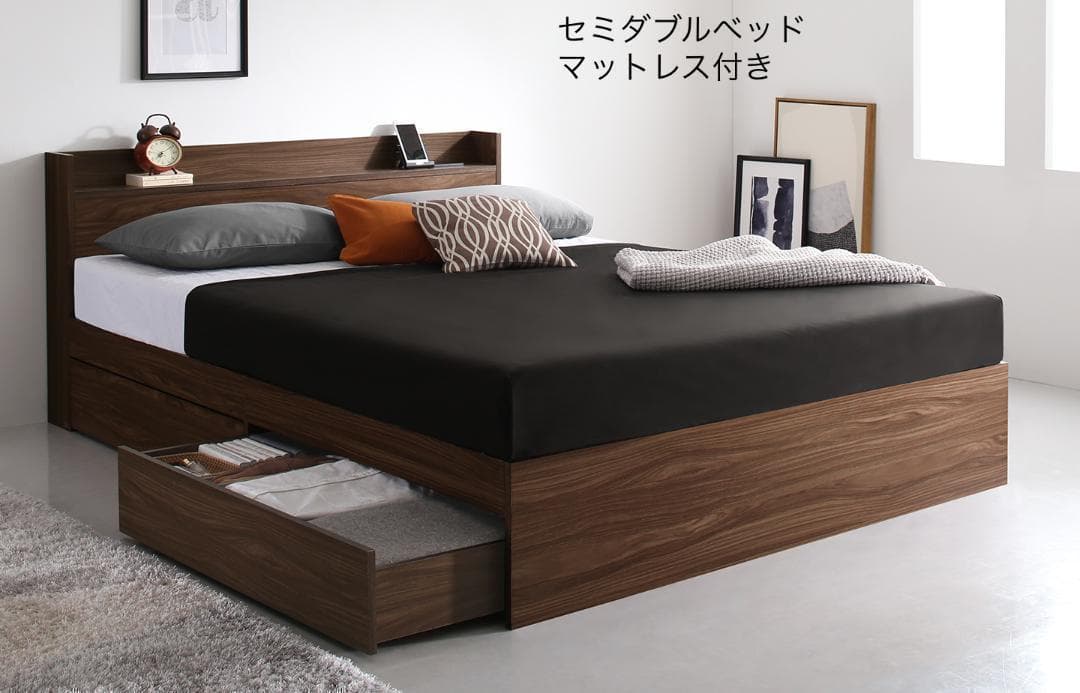 【Nyango】匠モデルマットレス セミダブルベッド 収納 棚 ×2 36113480.jpg?t=20240228114853