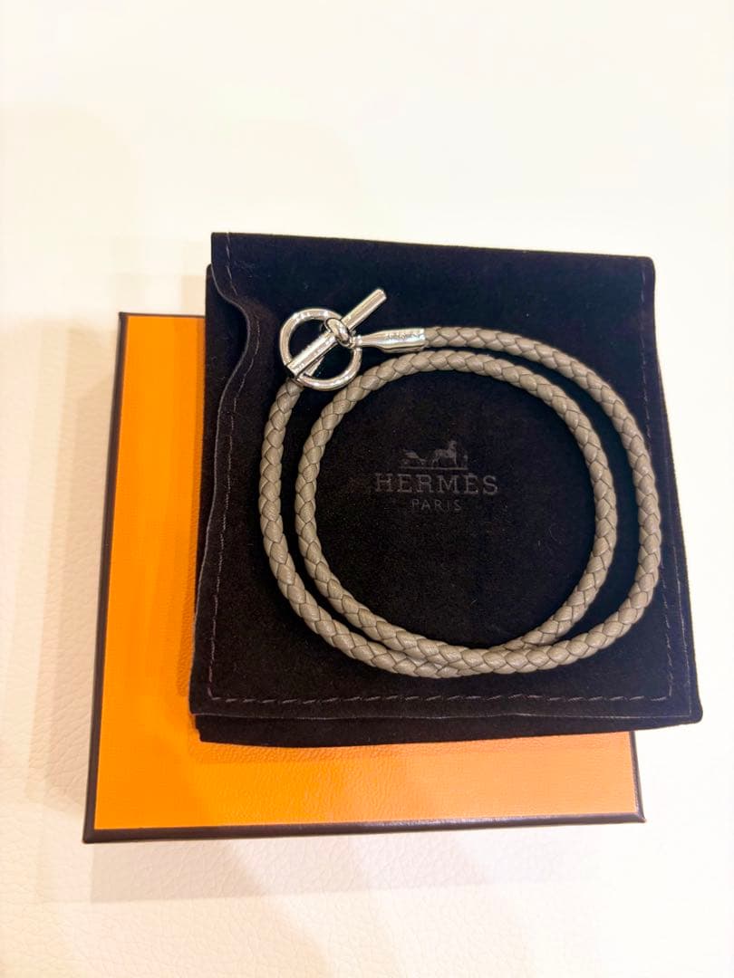 美品【HERMES】Glenan グレナンダブル　エトープ　T3 HERMES（エルメス） ブレスレット レザーブレスレット グレナン ドゥ