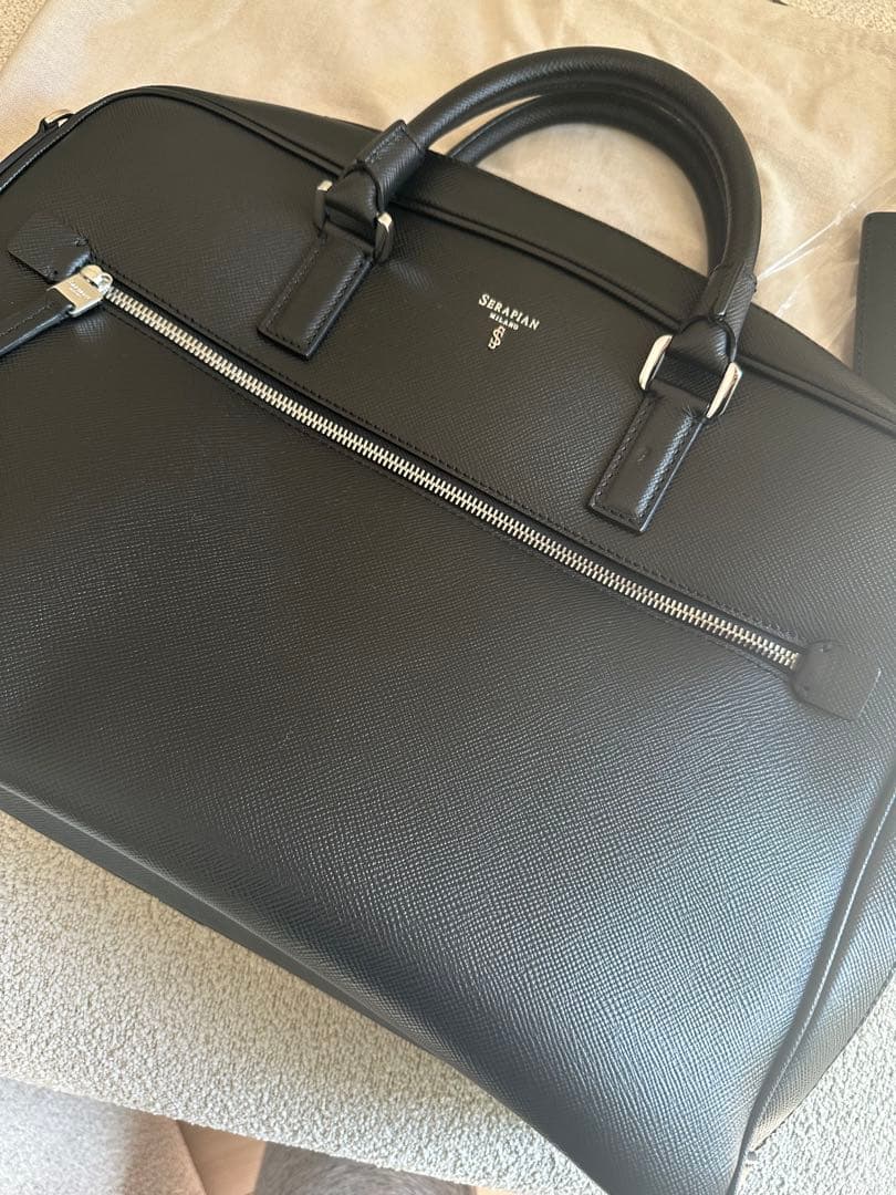 SERAPIAN スリムブリーフケース ブラック イタリアンレザー スリムブリーフケース エスプレッソ