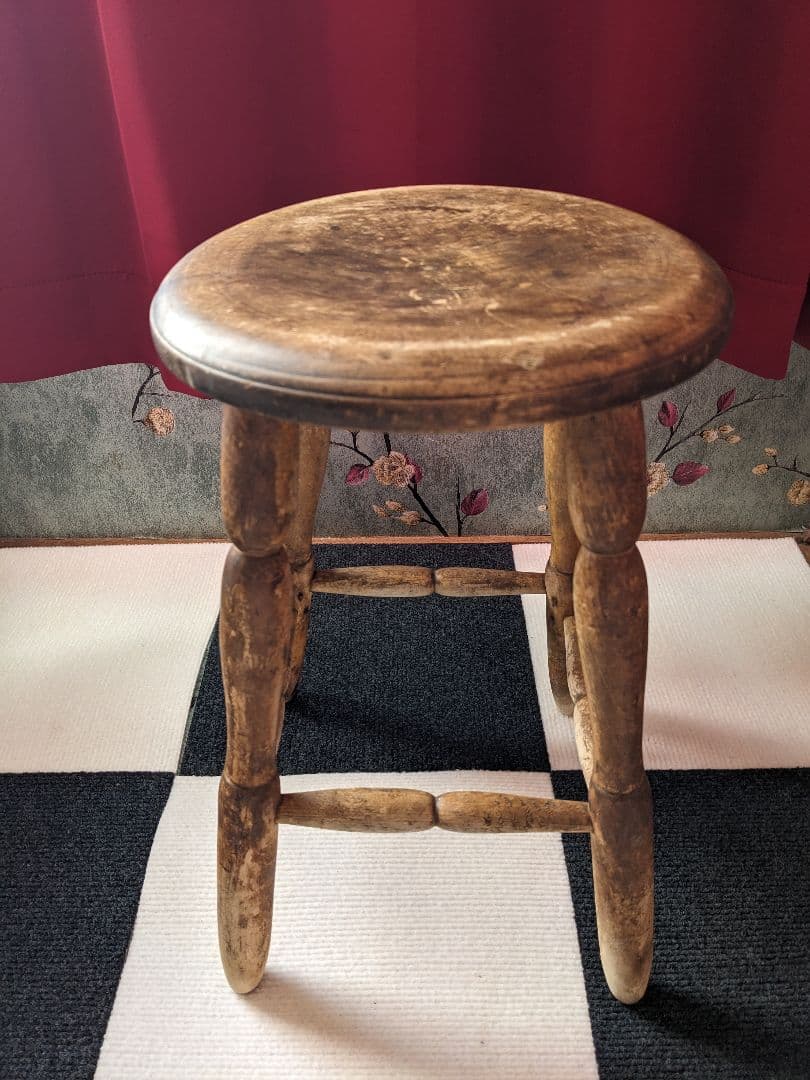 アンティーク　木製小型 スツール イギリス アンティーク家具 木製 ハイスツール 椅子 12885