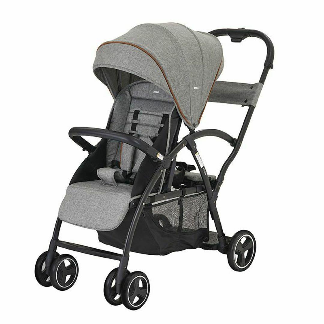 KATOJI 2人でGO グレー カトージ 二人乗りベビーカー 二人でゴーDX(専用レインカバー付き) 後