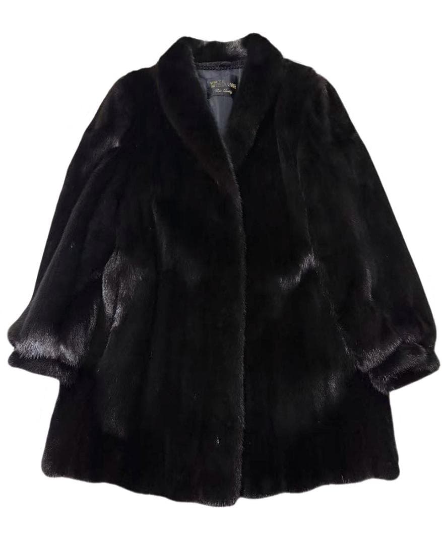 美品　ブラックジュエル　ミンクコート　毛皮　毛質艶やか　リアルファー　柔らか 毛皮/ブラックグラマーミンク/ミンクファー/ミンクコート/リアルファー