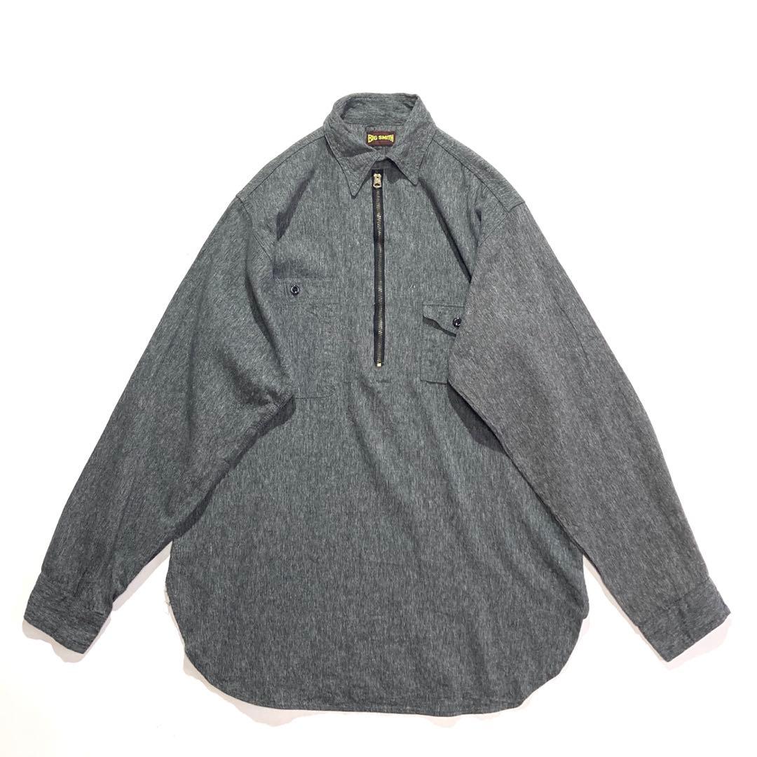 BIG SMITH ハーフジップ ブラックシャンブレーシャツ チンスト 復刻