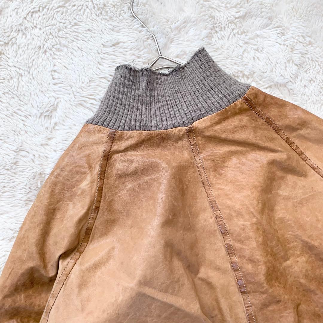 GIORGIO BRATO レザー ジャケット 袖リブ 鳥 42サイズ ブラウン - メルカリ