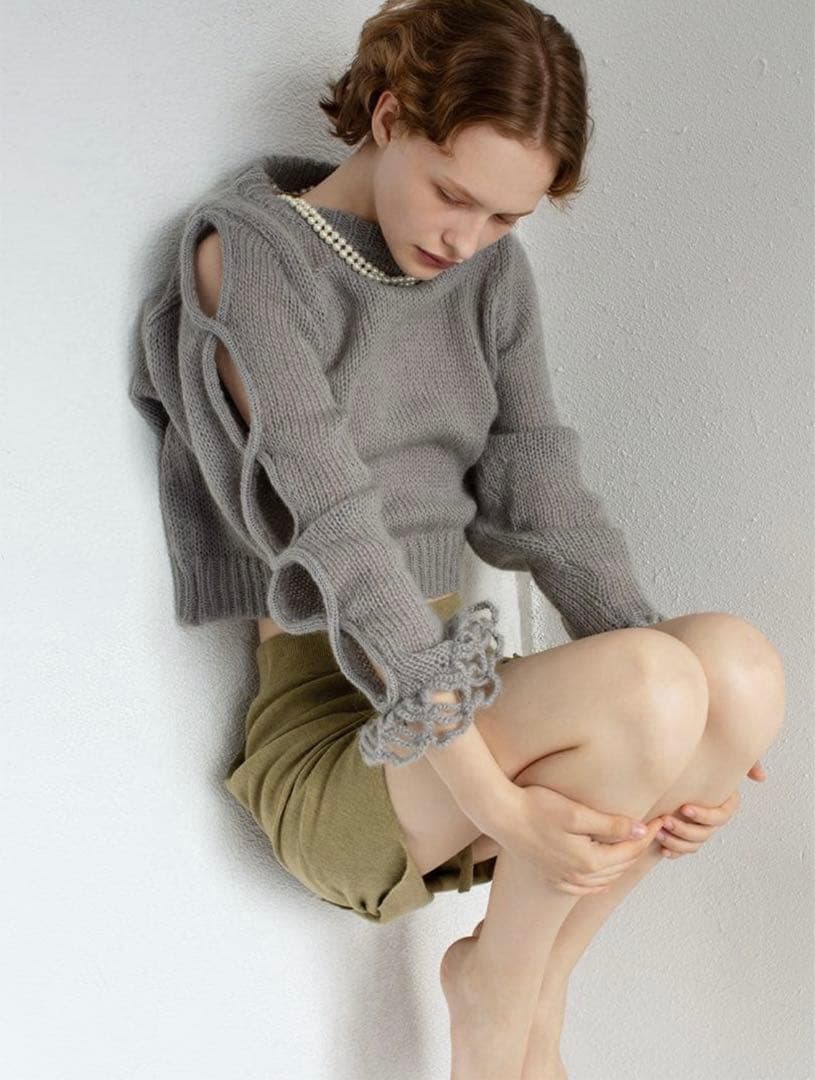 週末限定価格✨leinwande Open Cable Sweater Gray Oliver O Sweater Womens Medium Gray Cable Knit Acrylic Blend
