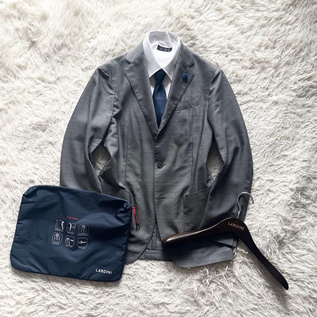 <美品>LARDINI easy wear 新ロゴ グレー ウールジャケット44 SALE】LARDINI（ラルディーニ）EASY WEARイージーウェア テクノウール