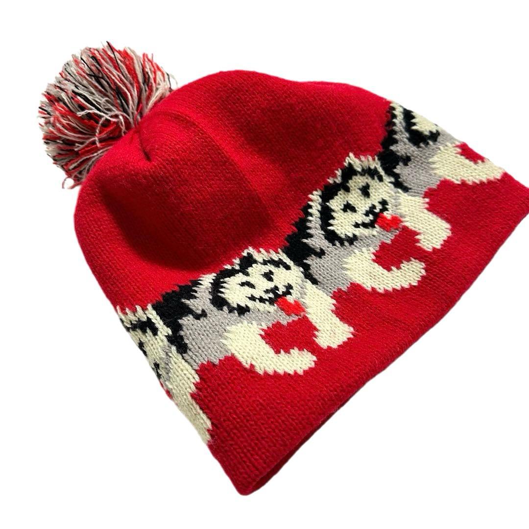 VINTAGE USA製 シベリアンハスキー ニット キャップ LLBEAN 犬 - メルカリ