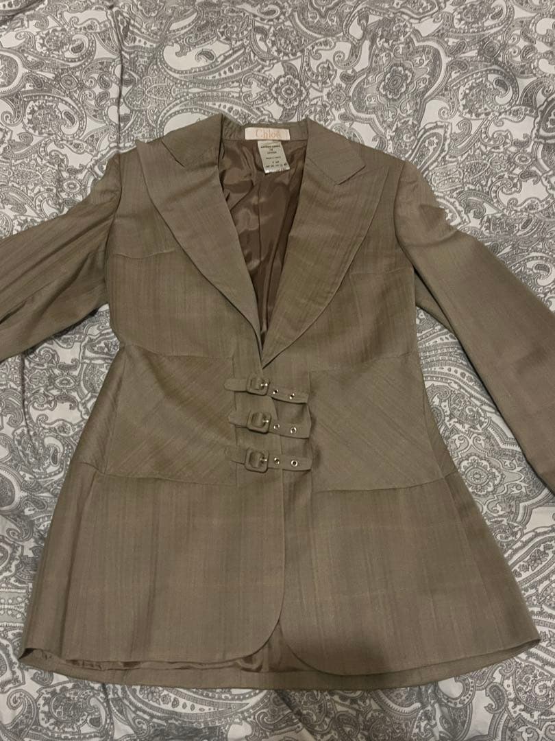 chloe クロエ　テーラードジャケット リネンクレープ製オーバーサイズ テーラードジャケット 黒 - Chloé