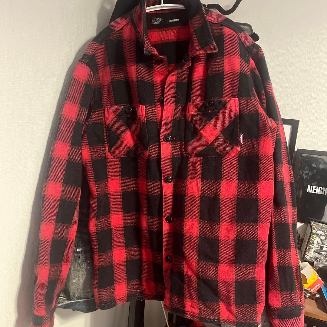 NEIGHBORHOOD 赤黒チェックネルシャツ Lサイズ - メルカリ