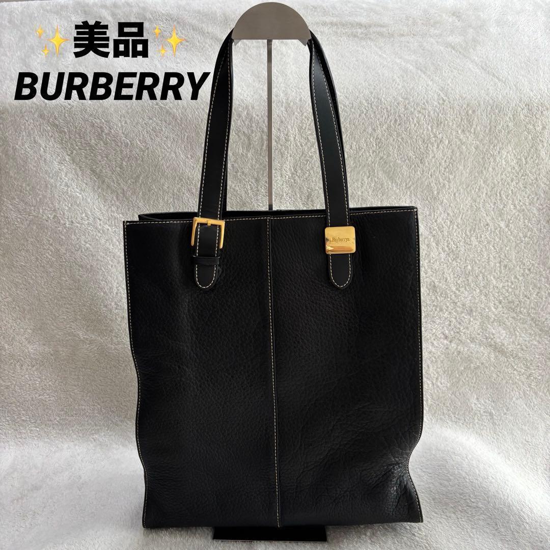 ✨美品✨ BURBERRY バーバリー レザー トートバッグ ブラック 黒 本革 BURBERRY BLACK LABEL（バーバリーブラックレーベル） 美品 レザー