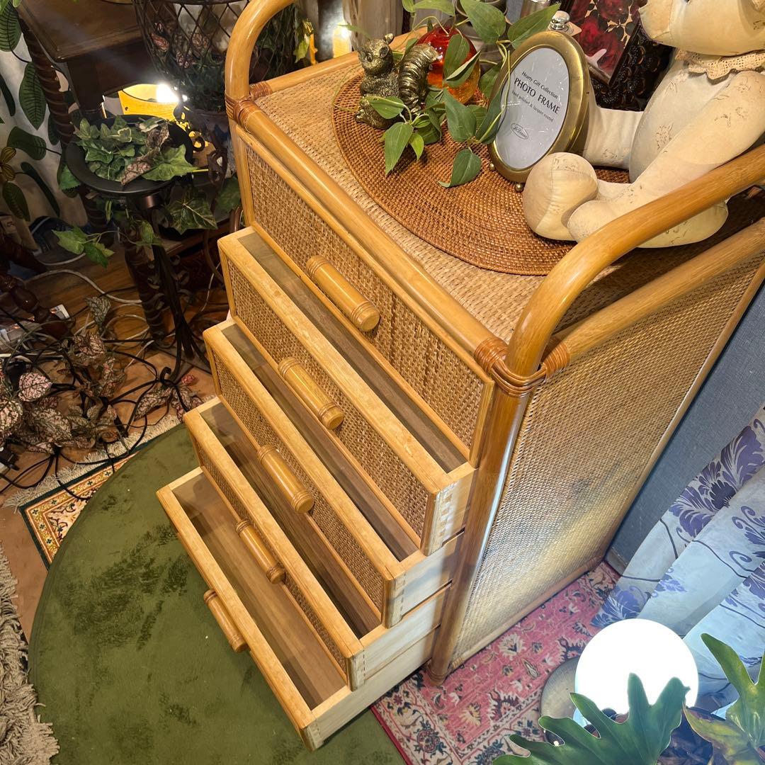 籐 ラタン 5段 チェスト 箪笥 軽量コンパクト - メルカリ