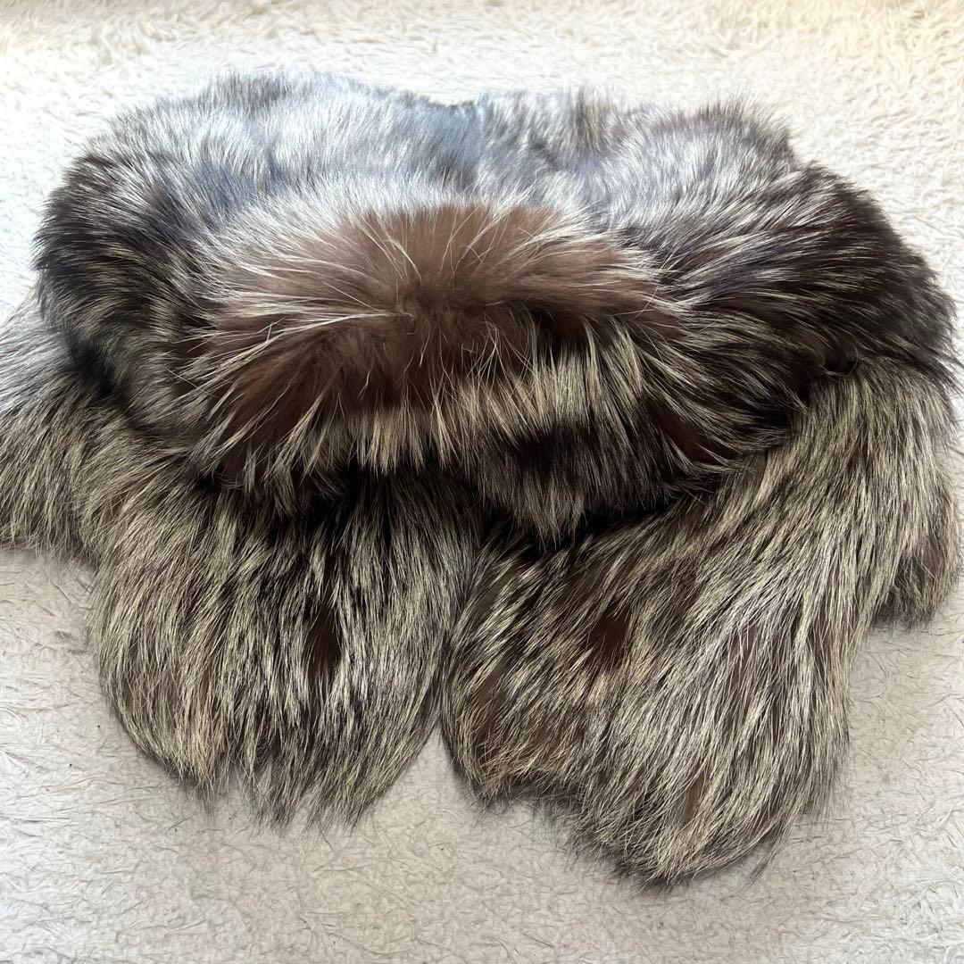 肉厚◎ 総丈80cm シルバーフォックス リアルファーコート 本毛皮 狐 9