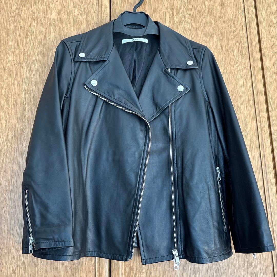 【新品未使用】イエナ　レザージャケット サイズ38 黒　羊皮　タグ付き IÉNA フェイクレザージャケット ダーク ブラウン 36 新品未使用 タグ付