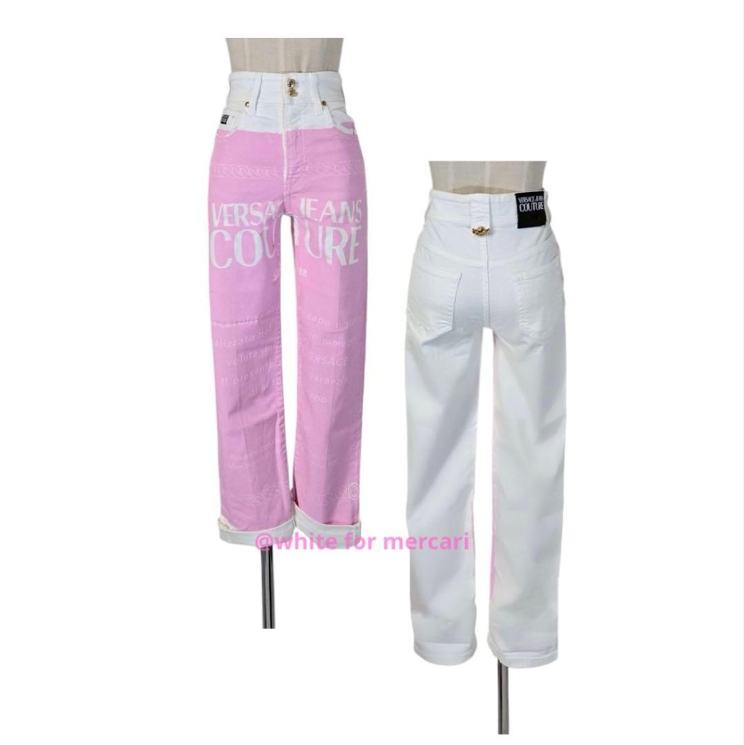 VERSACE ピンク×白アシンメトリーロゴデニム Versace womens multi color Trigreca pink/ white sneaker sz 9.5 | eBay