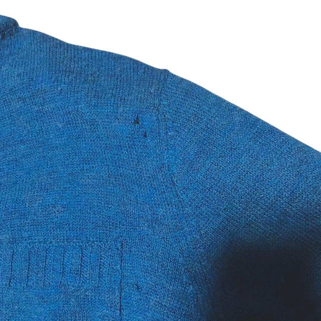 45R フロート縮絨 タートルネック ニット L 3 ブルー R刺繍 45rpm