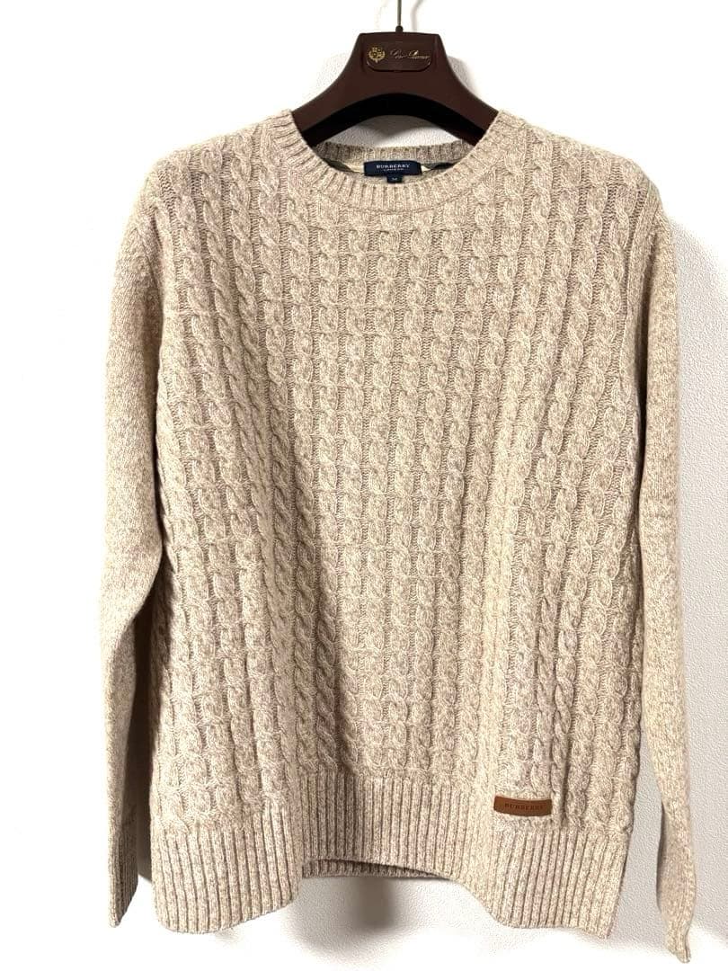 セール✨新品✨ブルネロクチネリバーバリーロンドン　ケーブルニット　M ベージュ 252M16129313C9610_F.jpg