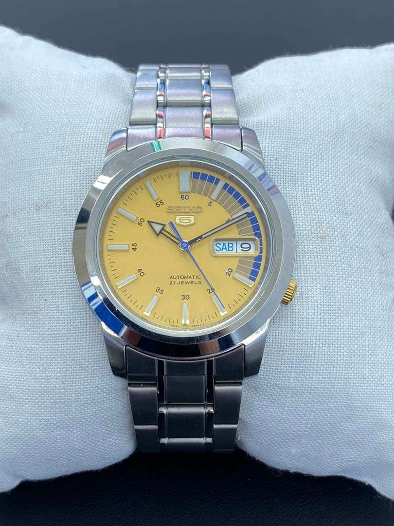 【稼動】セイコー5 メタルバンド 腕時計 自動巻き デイデイト 裏スケルトン セイコー SEIKO セイコー5 ファイブ 腕時計 自動巻き 裏スケルトン