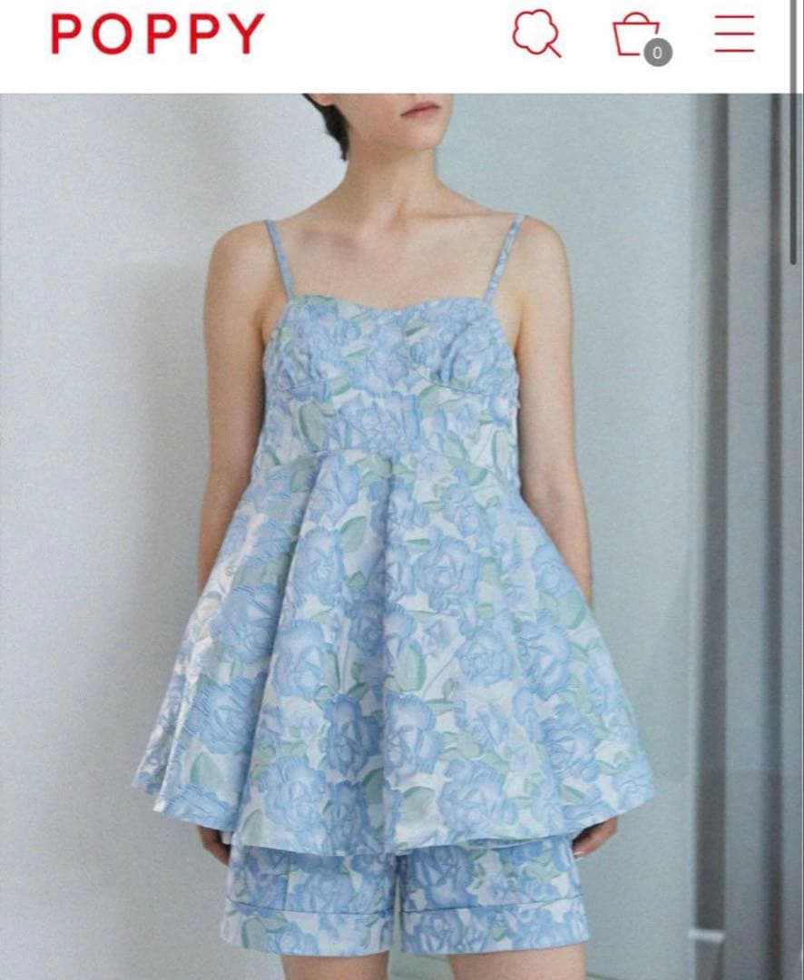 POPPY JACQUARD FLARE CAMI TUNIC あさぎーにょ jacquard flare cami tunic (blue flower)