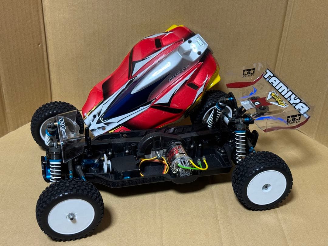 タミヤDB01ドゥルガ ギヤデフ・カーボン&アルミ他OP満載、モーター