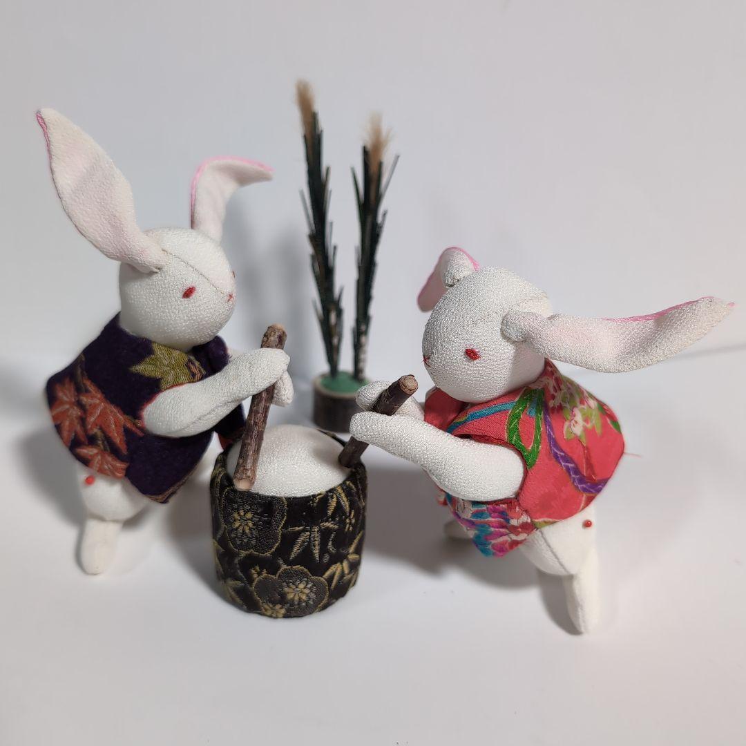古布 縮緬細工 うさぎ 月見 餅つきうさぎ ハンドメイド 人形 - メルカリ