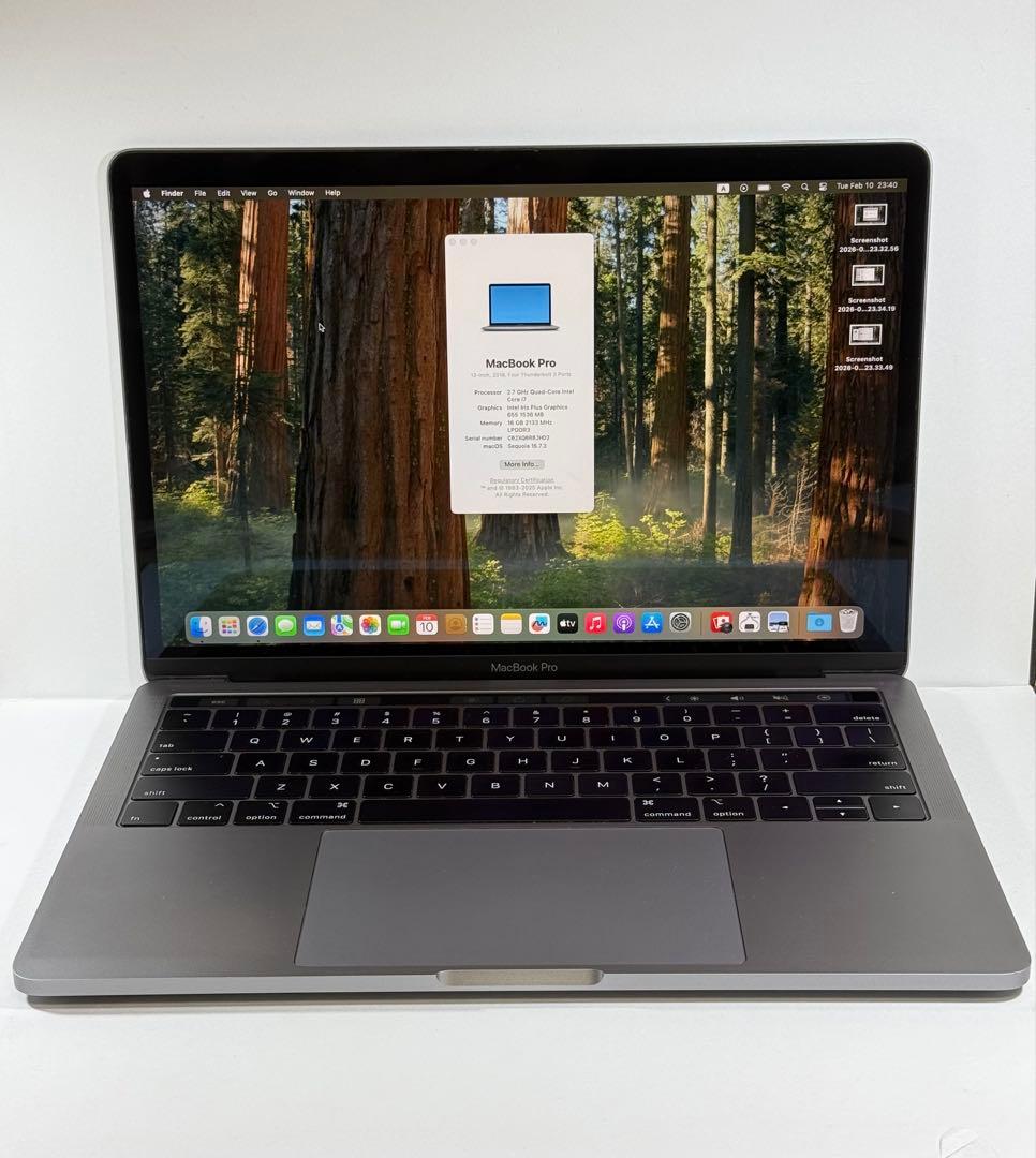 MacBook本体 Apple MacBook Pro 13 2018 i7/16GB/250GB Apple MacBook Pro 13インチ 2018 Core i7-8559U 2.7GHz 16GB 1TB 13.3
