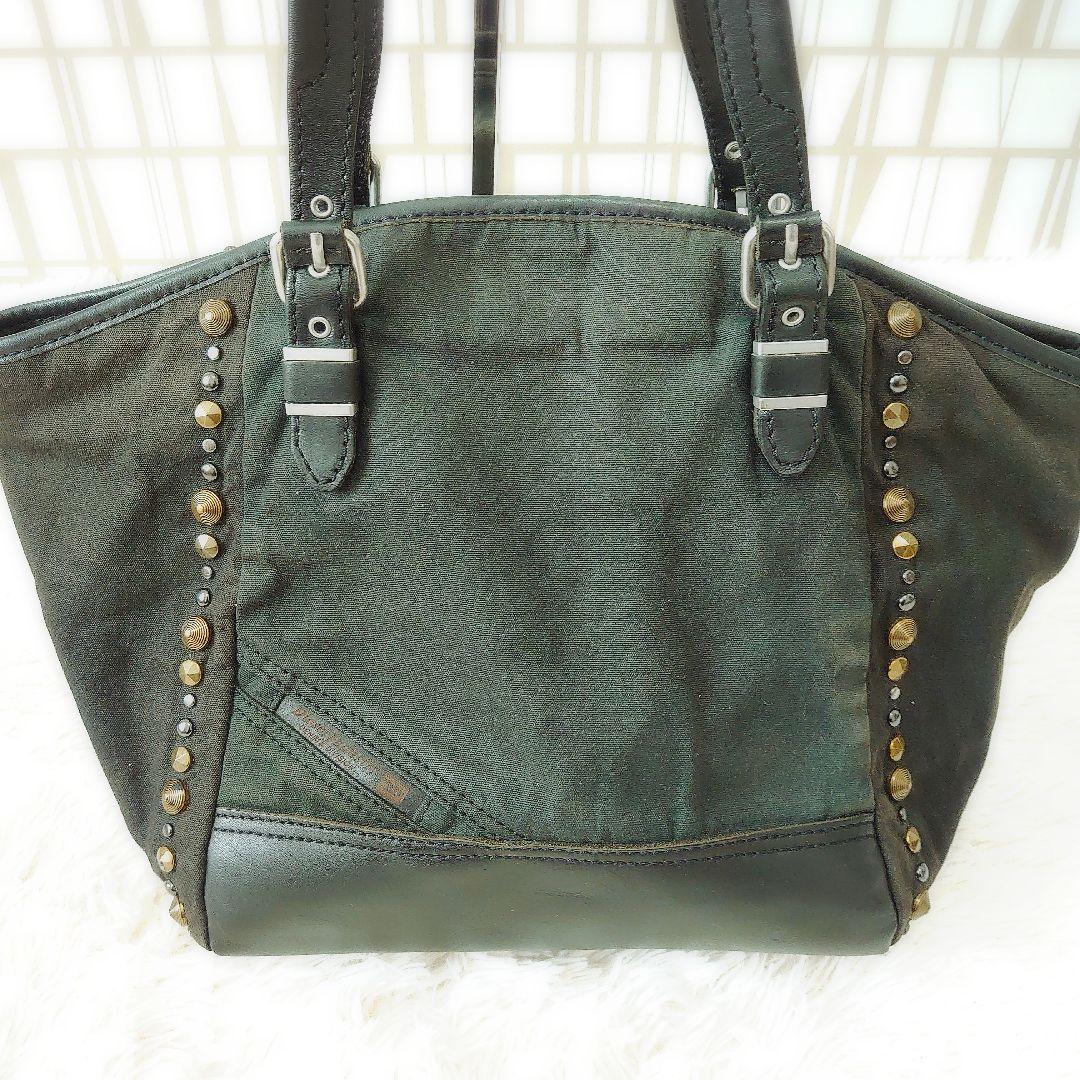 廃盤モデル DIESEL トートバッグ スタッズ キャンバス レザー Y2K