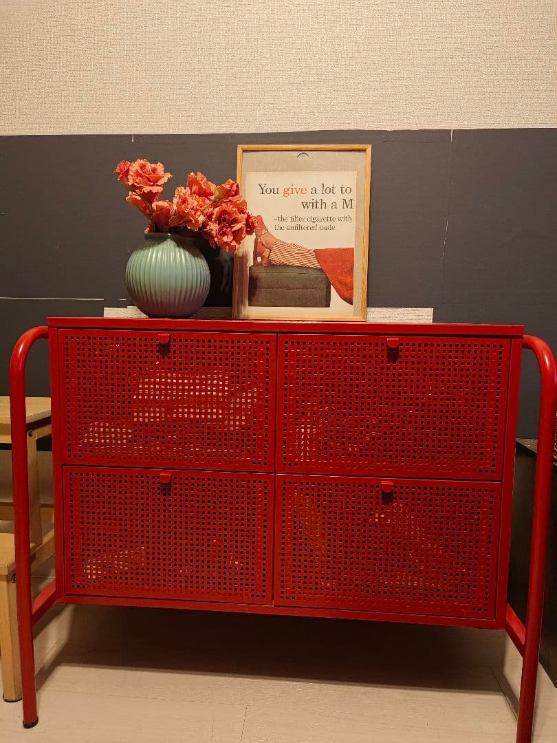 イケア IKEA ニッケビー NIKKEBY スチールチェスト レッド - メルカリ