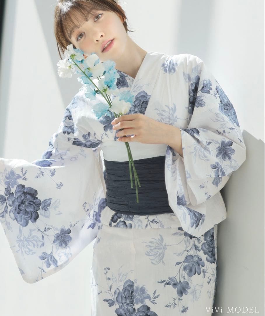 Dita 1人で着られる浴衣　＜水彩の勿応草色＞ 楽天市場】浴衣 5点セット レディース 大人 簡単 2025（ゆかた・しわ