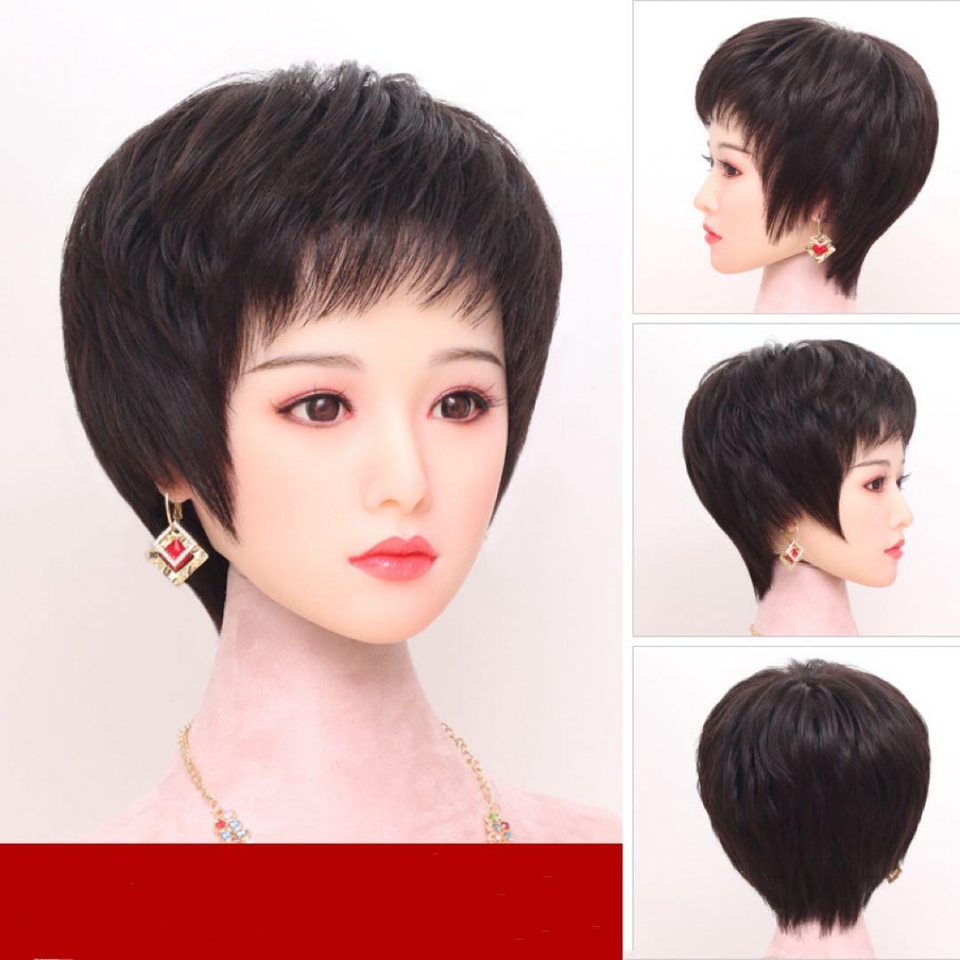 総手植え人毛ウィッグ☆自然☆ ふわっと軽いカールショート☆☆ST86 黒 医療用ウィッグ 人毛MIX総手植え大人カールショート｜ウィッグのこと