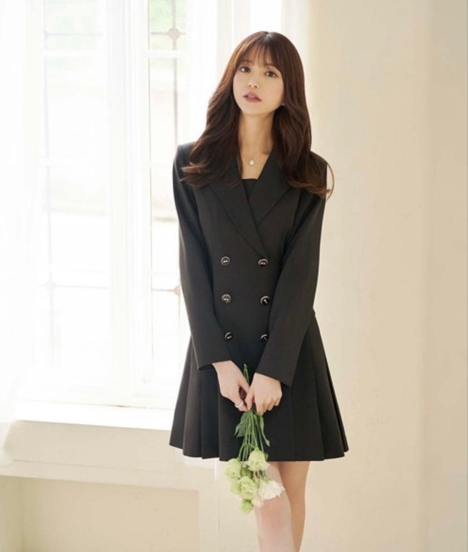 emiriawiz エミリアウィズ　ブラック ダブルブレスト ミニワンピース emiriawiz（エミリアウィズ） 長袖ワンピース SMALL ブラック