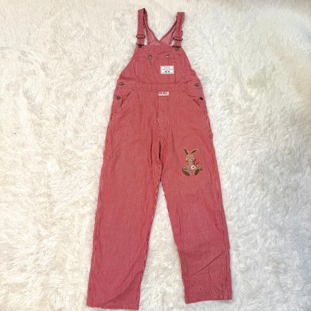 ピンクハウス オーバーオール サロペットオールインワン うさぎ 刺繍 ワッペン PINK HOUSE（ピンクハウス）の「オータムうさぎとチェリー刺繍