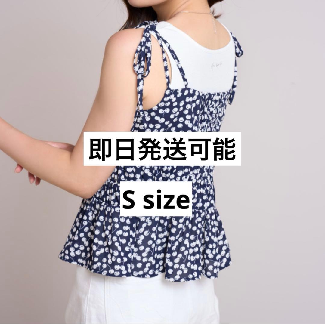 herlipto Cherry Pattern Strap Tops Sサイズ