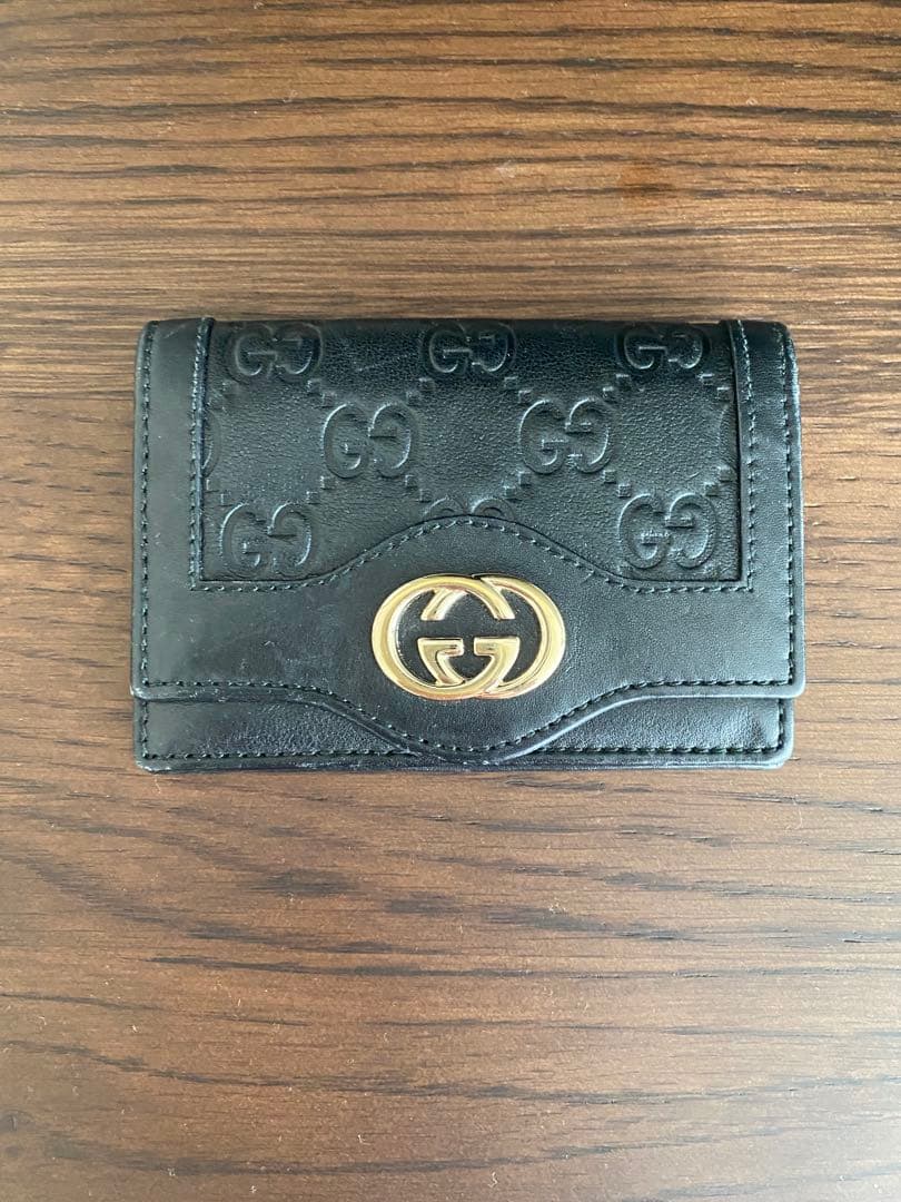 【ゆー】GUCCI ブラックレザー 名刺入れ グッチ GUCCI カードケース 名刺入れ メンズ レディース