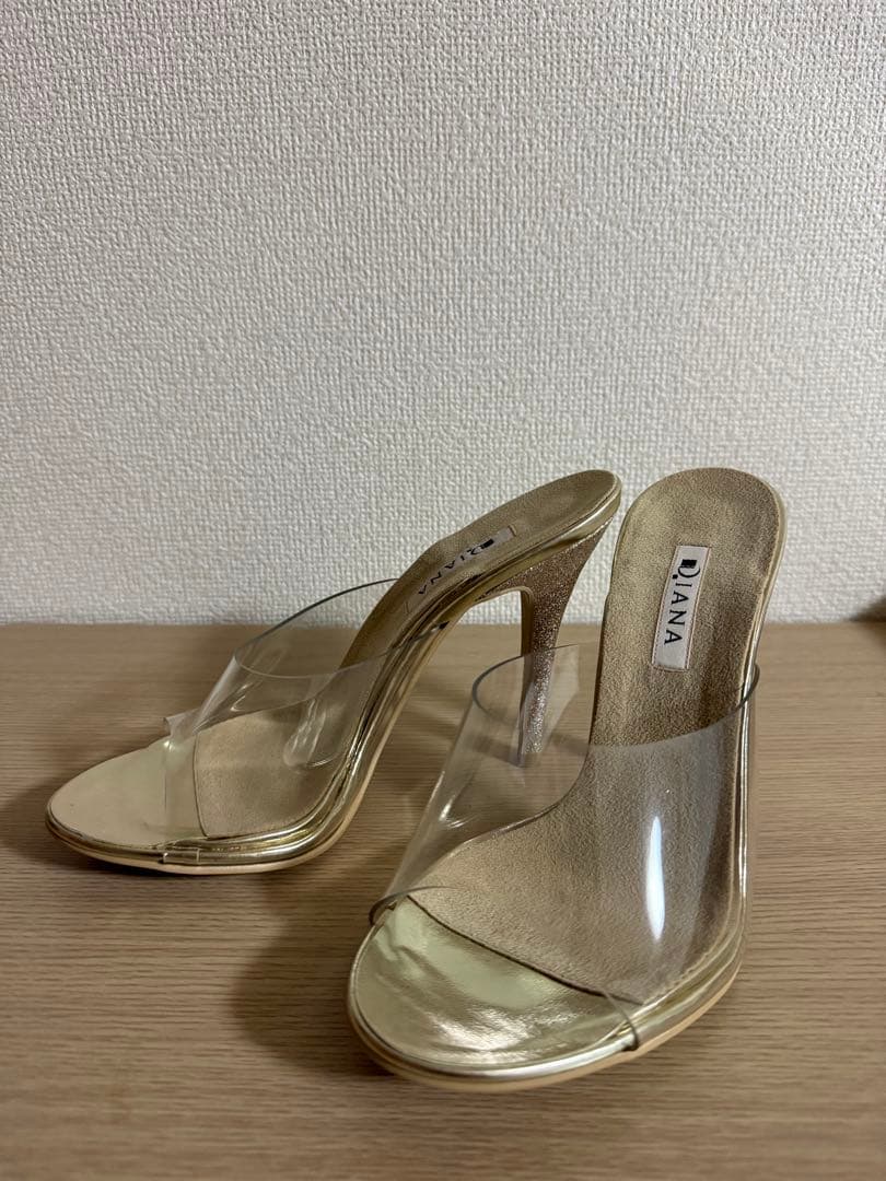 【美品】DIANA クリアヒールサンダル 25.5cmゴールド　即購入歓迎！ 楽天市場】サンダル レディース クリアサンダル ミュール 透明 クリア