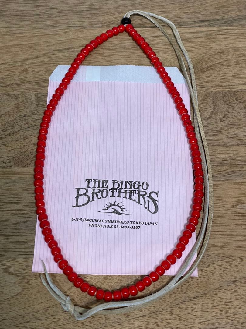 【新品】THE BINGO BROTHERS 一連赤ビーズ　ホワイトハーツ 新品】THE BINGO BROTHERS 一連赤ビーズ ホワイトハーツ ネックレス