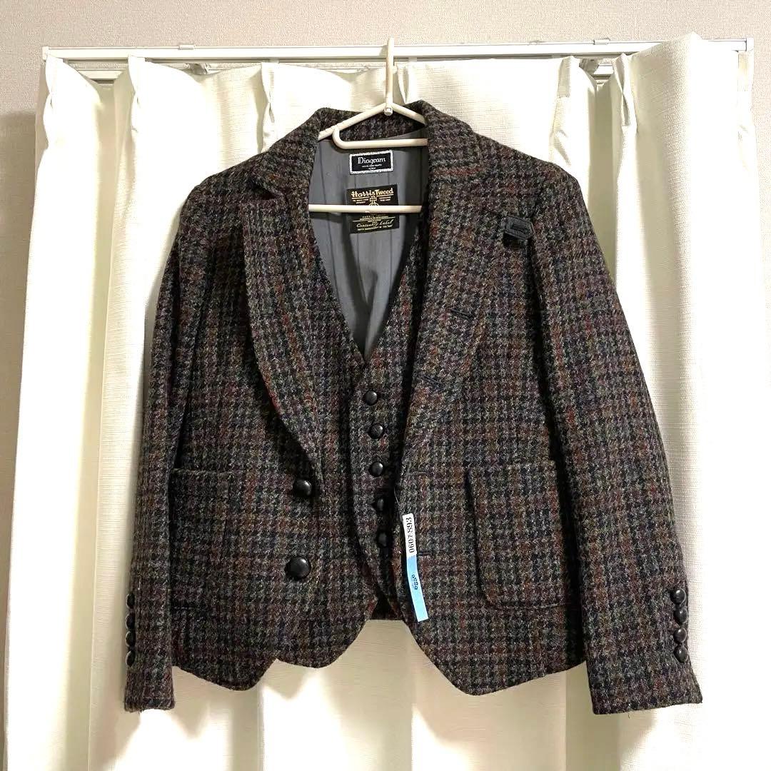 ハリスツイード　ジャケットベストセット　クリーニング済み　美品　日本製 楽天市場】ハリスツイード ベスト ジレ Harris Tweed ウール100