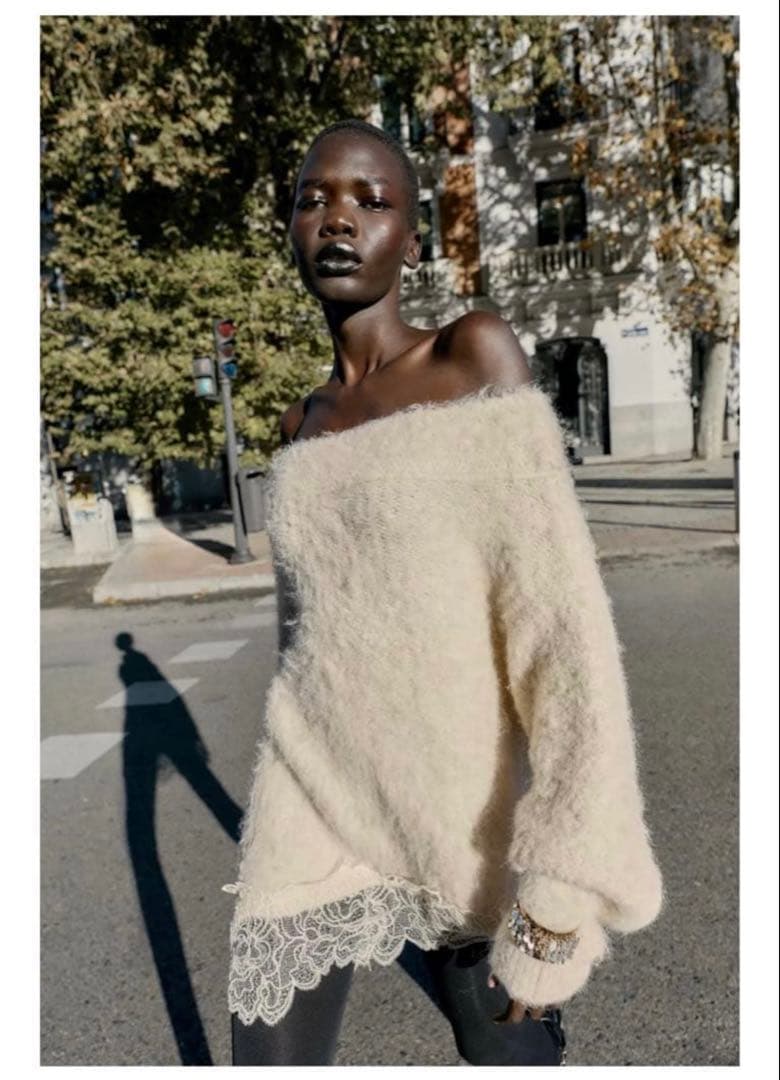 ZARA レースコンビニットセーター S エクリュ 未使用品 ZARA - 新品ZARA レースコンビニットセーター Mの通販 by ♡ちな♡'s