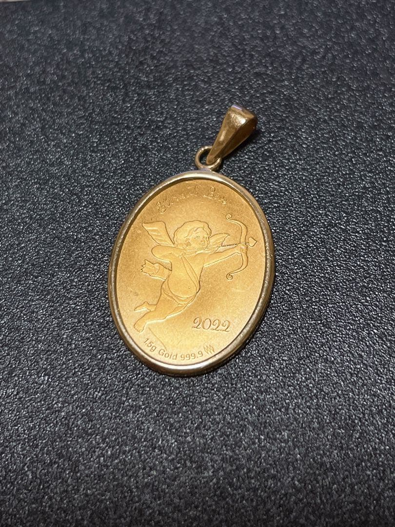 純金K24 トップ キューピット パラオ 2022 オーバル 純金 0.5g キューピッド cupid ハート コイン 金貨 ペンダントトップ