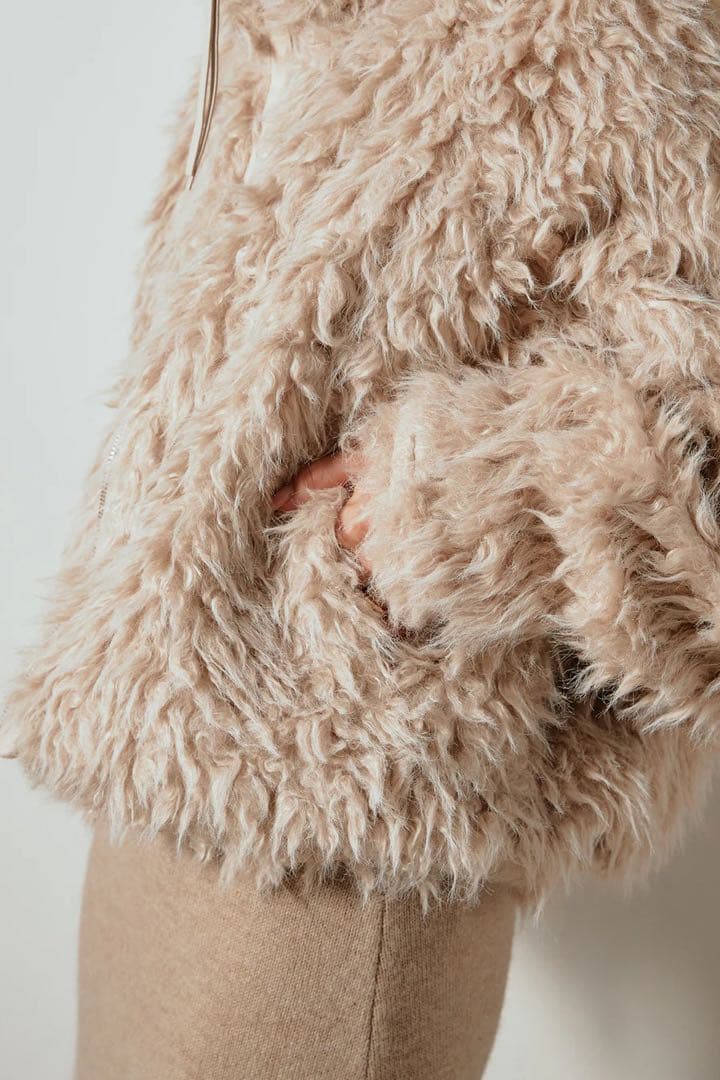 ミックスシープファースタンドブルゾン ファージャケット アウター