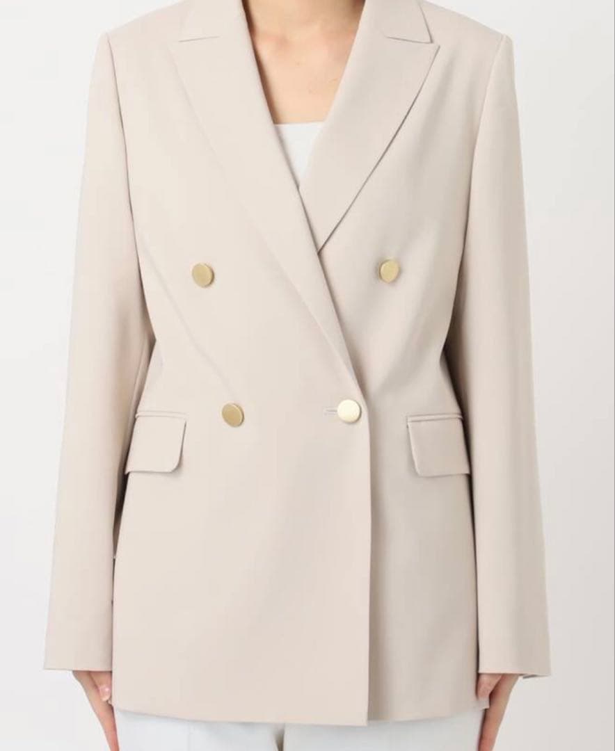 今季　ノーブル　エステルツイルピークドラペルジャケット　38 ベージュ エステルツイルピークドラペルジャケット（テーラードジャケット