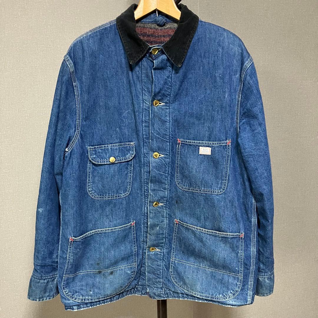 50s Sears Work Wear カバーオール ブランケット付 40相当 古着 50s Sears Strong Reliable ブランケット ライナー 真紺
