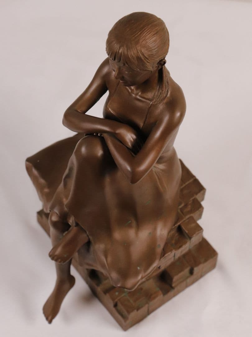 高岡銅器 稲田喜秀 プロムナード 限定31/750 鋳銅製 置物 女性 M878