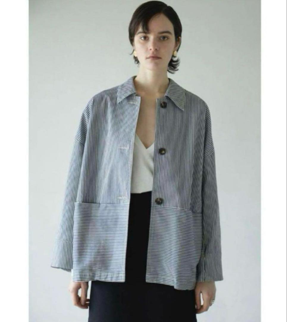 CLANE WORK OVER JAKET サイズ1 CLANE - カバーオール ジャケット - ストライプ - WORK OVER JACKET