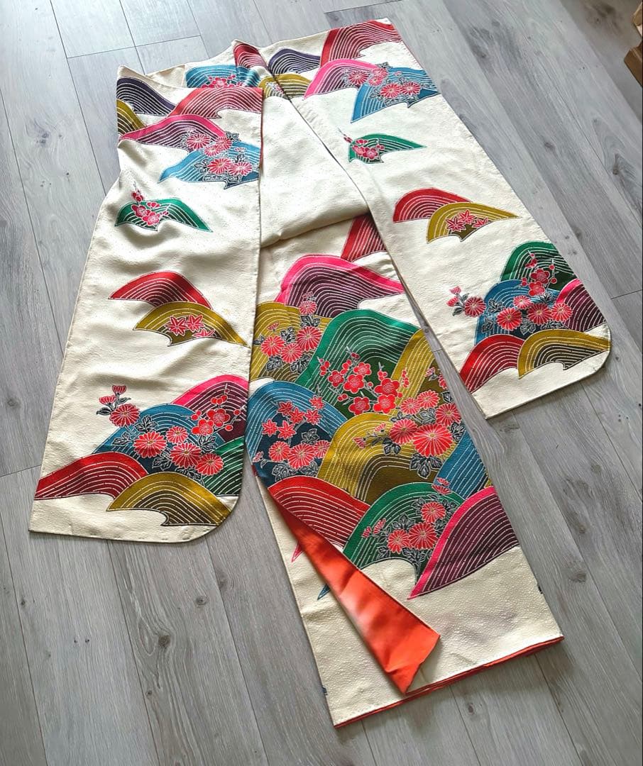 【未使用級】鹿の子地紋 振袖 扇面吉祥花文様 暈し八掛 成人式 卒業式 CO-118｜成人式振袖レンタル・購入や卒業式袴は京都別蔵 by kimono hearts